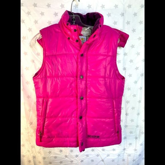 Burton Jackets & Blazers - Burton hot pink puffer vest with detachable “fur” trimmed hood